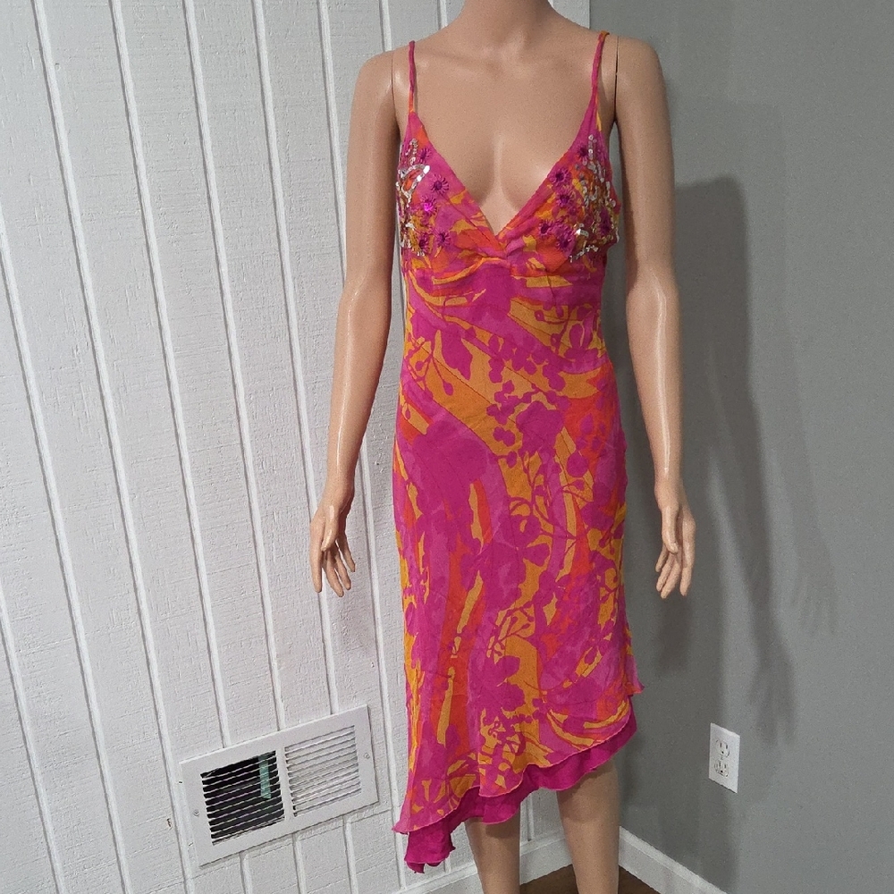 Marciano Pink and Orange High Low Dress